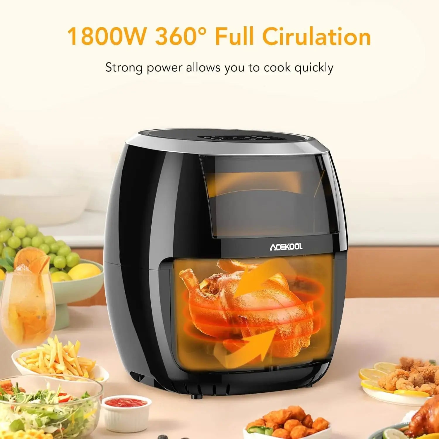 Air Fryer Oven Digital Large 7.7L Rapid Air Circulation,Air Fryers With Touch Screen Viewable Window Dishwasher Safe Accessories Smart_Life_Tech