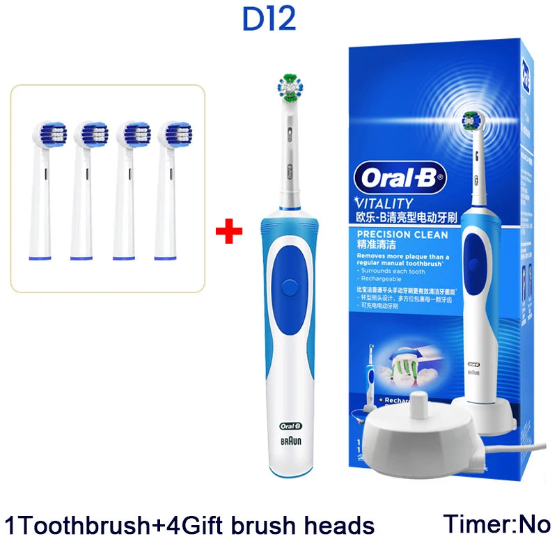 Oral-B Electric Toothbrush Rotation Vibrate Clean 3D White Tooth Adult Electric Tooth Brush Rechargeable Replaceable Brush Heads