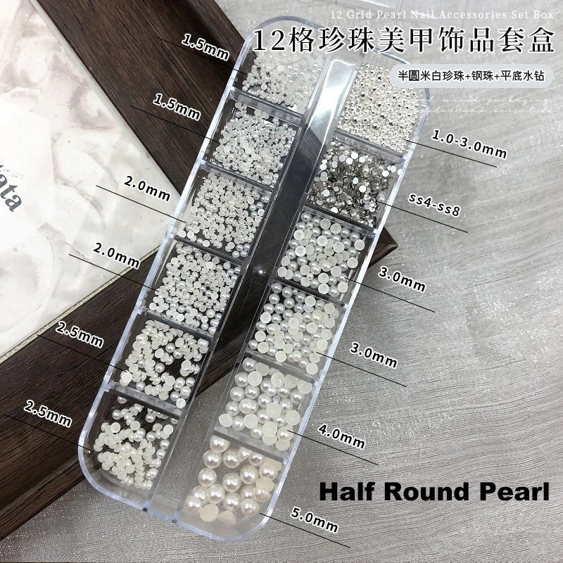 Ribbon Pearl Ball Nail Art Accessories Decorations Tools