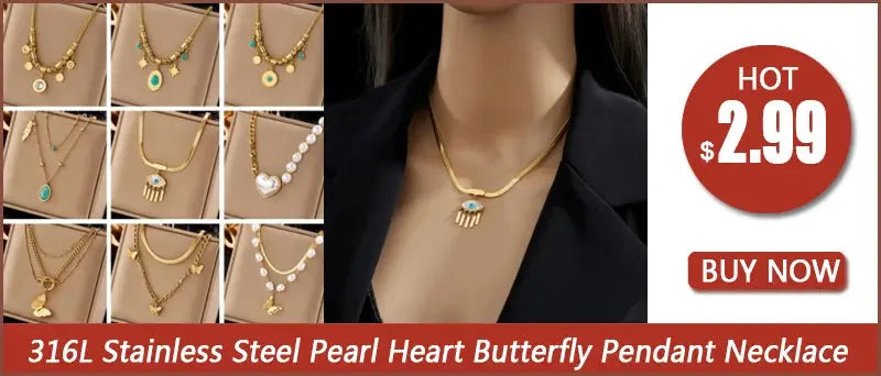 DIEYURO 316L Stainless Steel 3in1 Crossover Snake Chain Necklace Bracelets For Women Girl New Fashion Waterproof Jewelry Set Smart_Life_Tech
