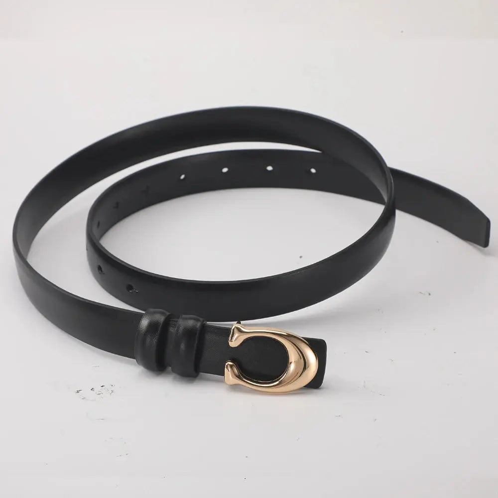 High-quality Women's Fashionable Belt C-shaped Buckle Smooth Buckle Temperament Double-sided Gift For Mother Using Belt Smart_Life_Tech