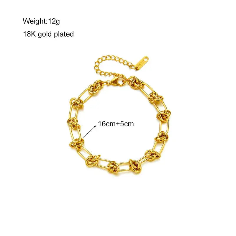 DIEYURO 316L Stainless Steel Gold Silver Color Twist Knot Necklace Bracelets For Womens Girl New Fashion Non-fading Jewelry Set Smart_Life_Tech