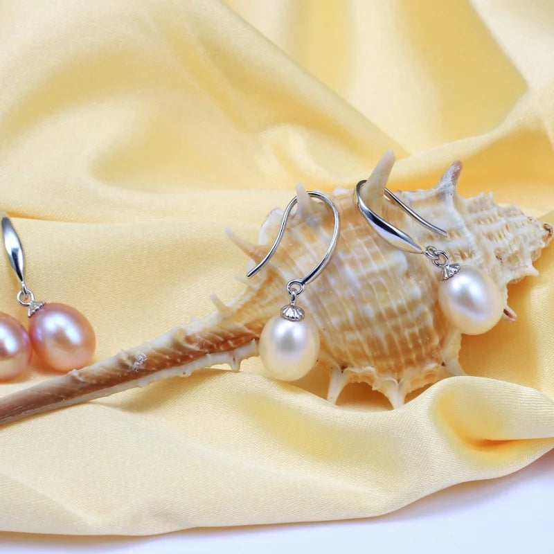 2025 New Arrivals Natural Freshwater Cultured Pearl Drop Earrings for Women 925 Sterling Silver Earrings Wedding Jewelry