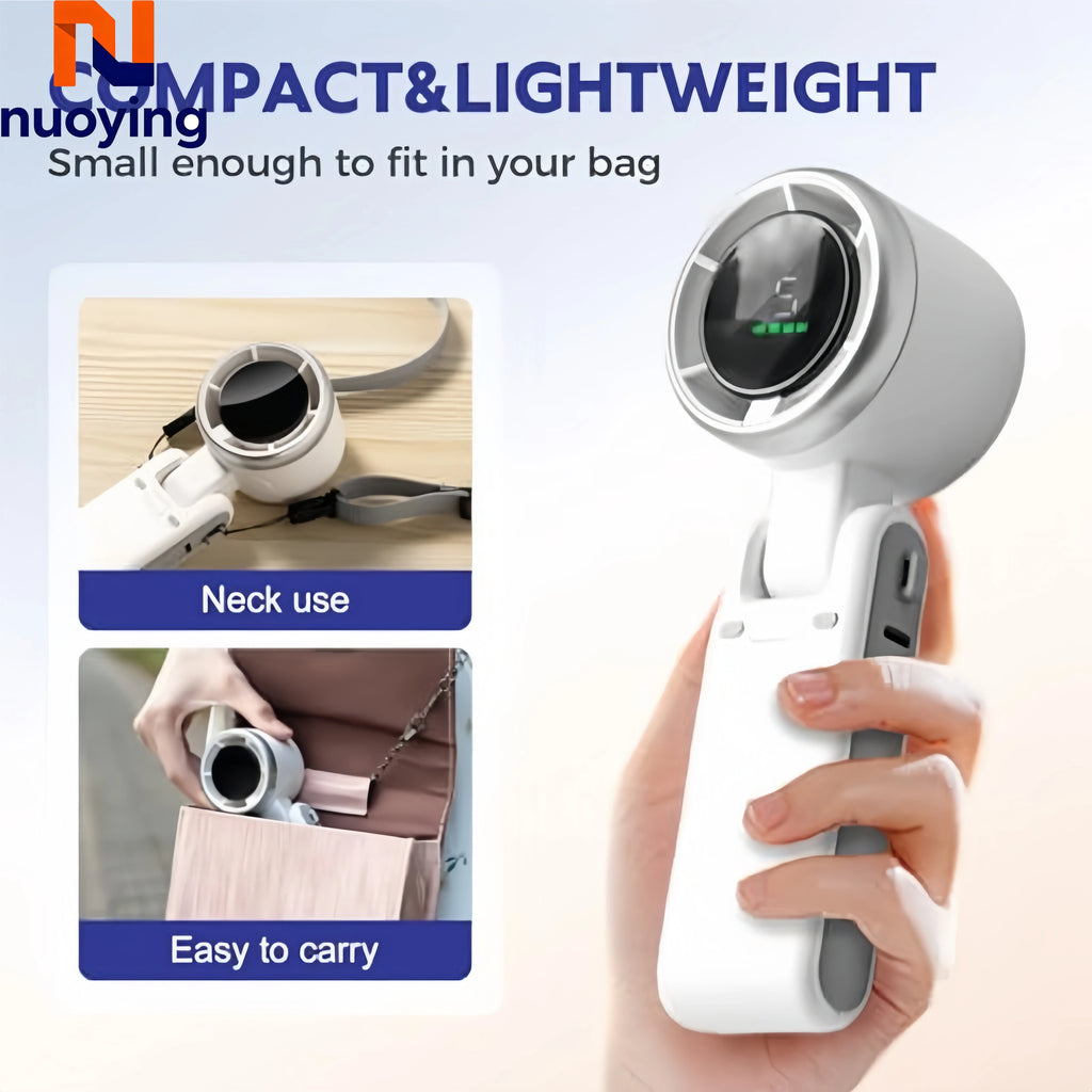 Portable Turbo Handheld Fan USB 5 Speeds 180° Foldable Powerful Personal Cooling Fan for Travel Outdoor