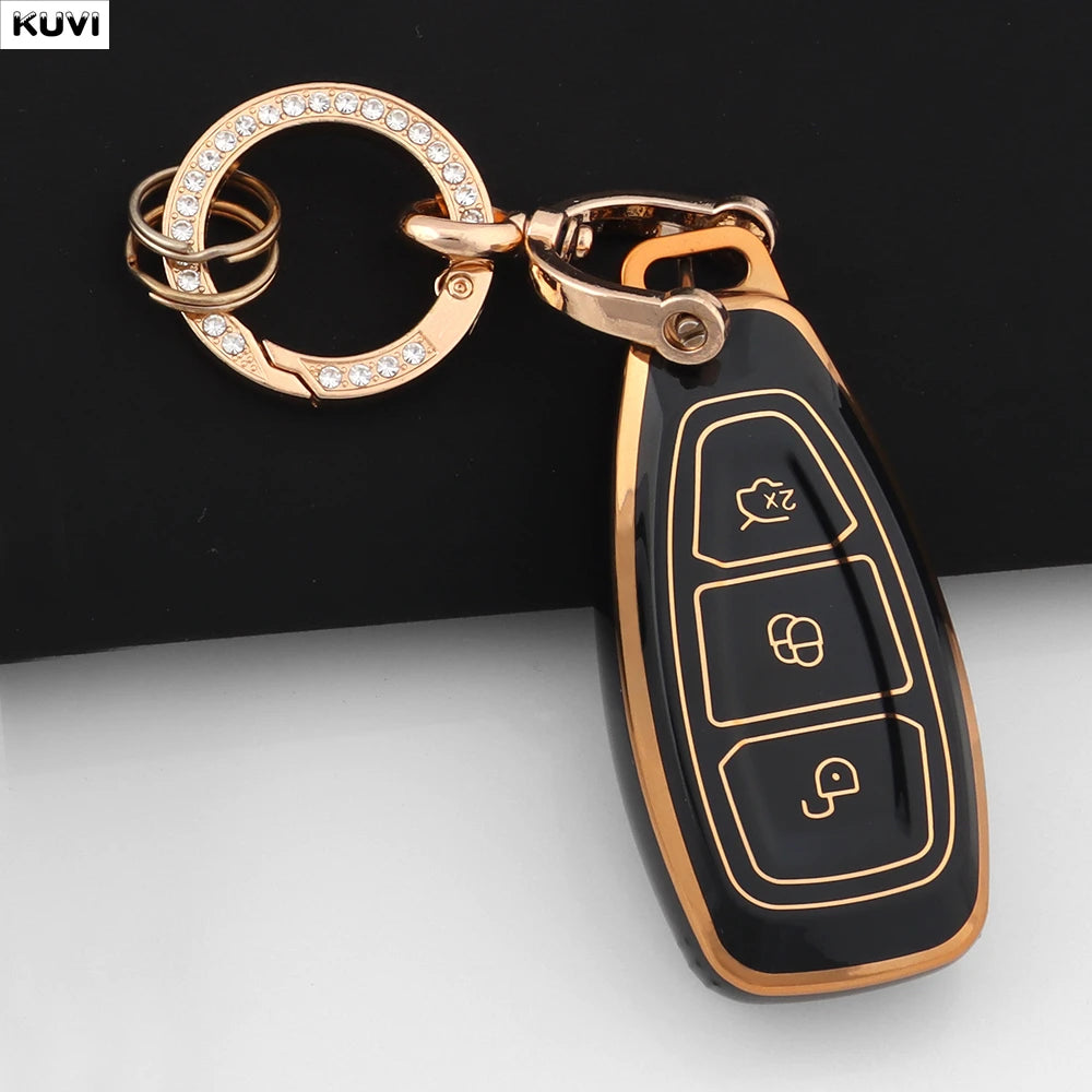 New TPU Car Smart Key Case Cover Shell For Ford Focus 3 4 ST Mondeo MK3 MK4 Fiesta Fusion Kuga Ecosport Protect Fob Accessories