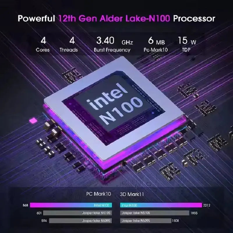 Intel 12th Gen Alder Lake N150 Mini PC M.2 NVMe SSD Mini Computer Gaming Computer LCD Screen Vertical Mini Tower Smart_Life_Tech
