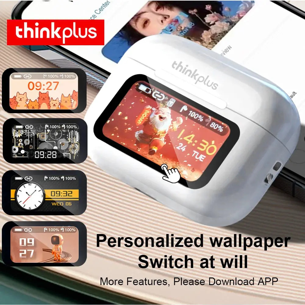 Original Thinkplus Wireless Bluetooth Earphones ANC Noise Reduction Earbuds HD Mic Call Gamer Headsets LED Touch Screen Control Smart_Life_Tech