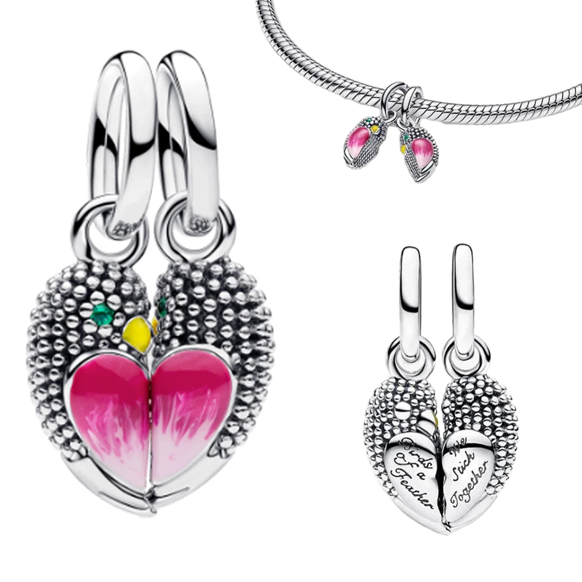 2026 New 925 Sterling Silver Four Leaf Clover Flower Dog Heart Pendant Bead fit DIY Women's Bracelets Necklaces Jewelry Gifts