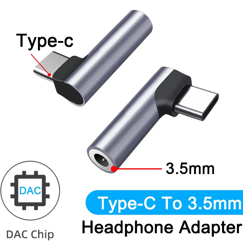 Type-C To 3.5mm Headphone Adapter Usb C Audio Earphone Adapter Right Angle HIFI Wired Headset Type C Converter Smart_Life_Tech