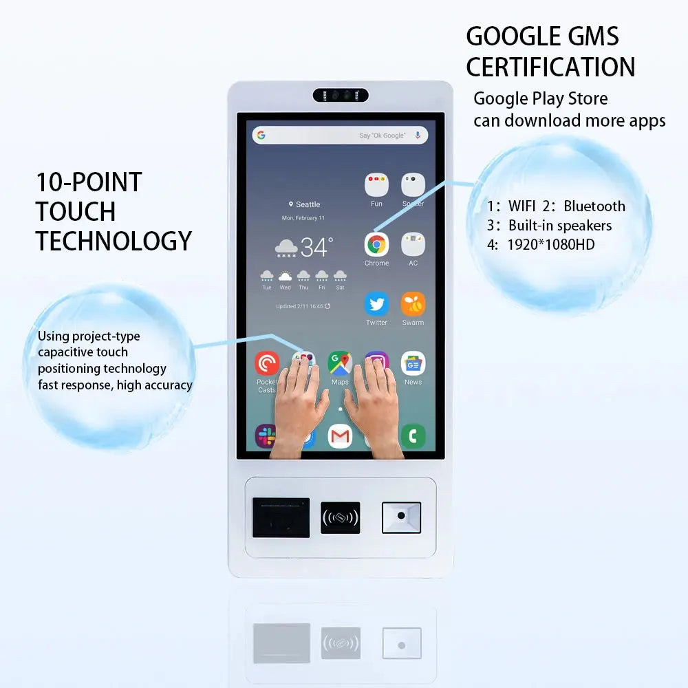 TouchWo 15.6 21.5 23.8 Inch Wall Mount Touch Screen AIO Computer Touchscreen Self Service Checkout Ordering Ticket Payment Kiosk Smart_Life_Tech