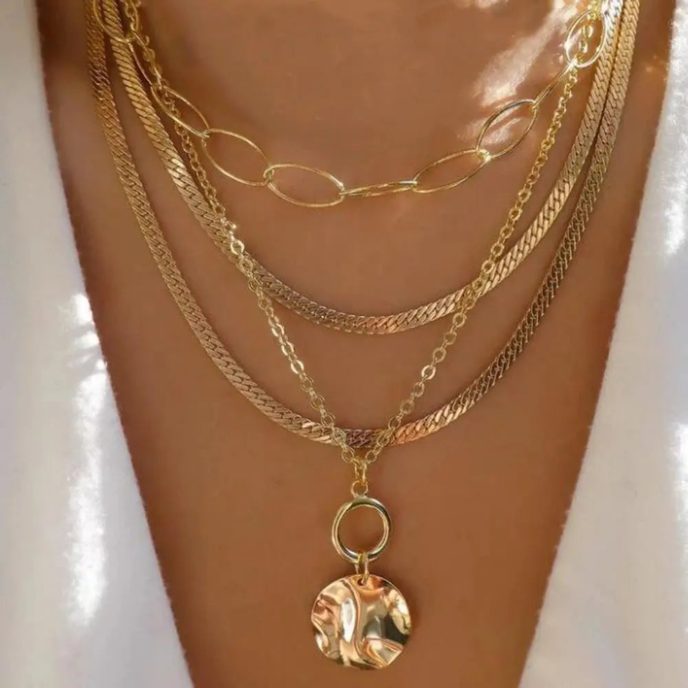 Vintage New Gold Color Multiple Styles Necklace For Women Boho Trendy Multi-Layer Crystal Pendant Necklaces Set Jewelry Gifts Smart_Life_Tech