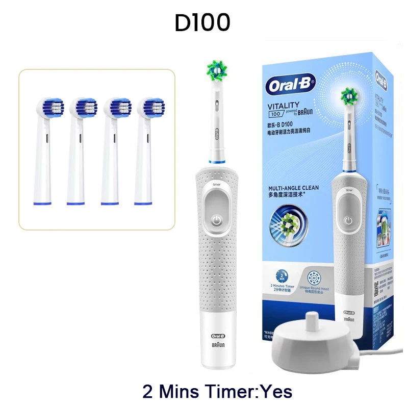 Oral-B Electric Toothbrush Rotation Vibrate Clean 3D White Tooth Adult Electric Tooth Brush Rechargeable Replaceable Brush Heads